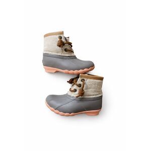 Sperry Youth Saltwater Emboss Premium  Wool Boots Gray/ Pink Size 6 USA